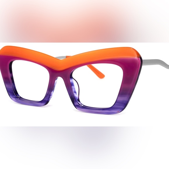 Cat-Eyed Non-Prescription Frames-Orange/Purple - Picture 5 of 5